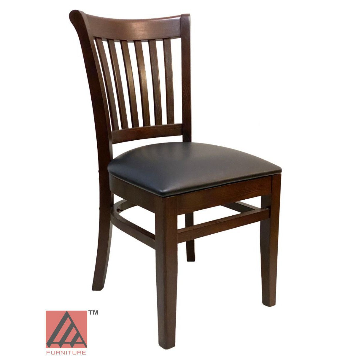 AAA Furniture Contemporary Vertical Slat 34" Walnut Wood Chair with Black Vinyl Seat