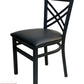 AAA Furniture Crisscross Back 33" Black Metal Chair with Black Customer Owned Material Seat