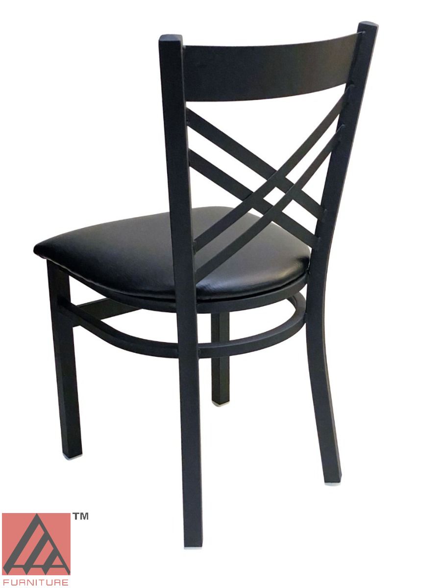 AAA Furniture Crisscross Back 33" Black Metal Chair with Black Customer Owned Material Seat