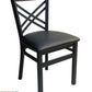 AAA Furniture Crisscross Back 33" Black Metal Chair with Black Customer Owned Material Seat