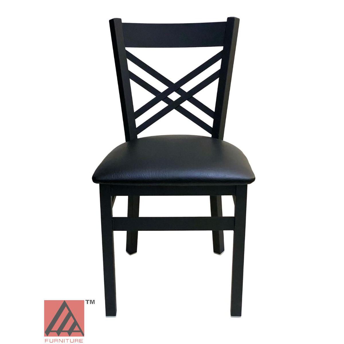 AAA Furniture Crisscross Back 33" Black Metal Chair with Black Grade 5 Vinyl Seat