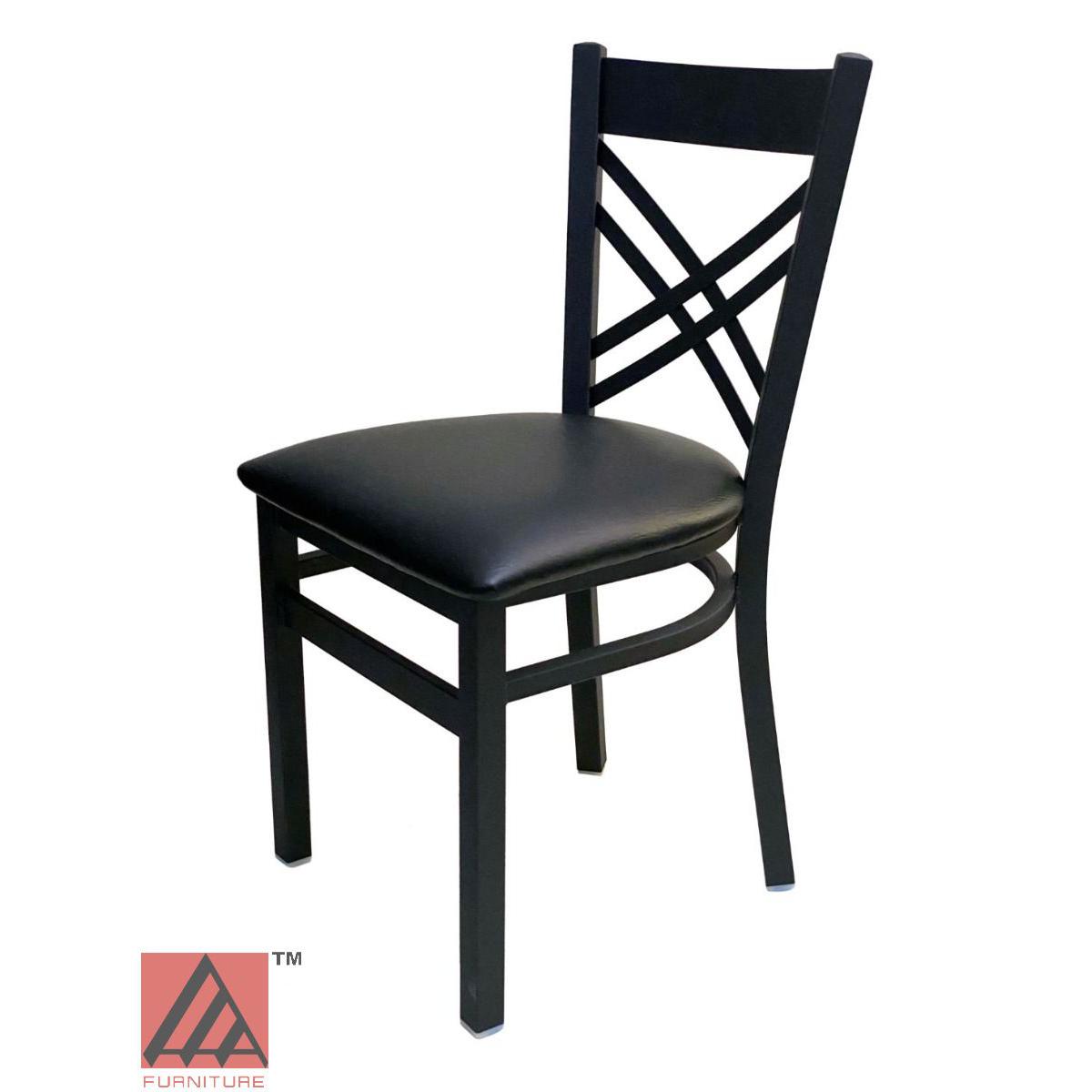 AAA Furniture Crisscross Back 33" Black Metal Chair with Black Grade 5 Vinyl Seat