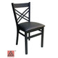 AAA Furniture Crisscross Back 33" Black Metal Chair with Black Grade 5 Vinyl Seat