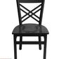 AAA Furniture Crisscross Back 33" Black Metal Chair with Black Wood Seat