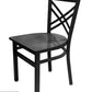 AAA Furniture Crisscross Back 33" Black Metal Chair with Black Wood Seat