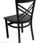 AAA Furniture Crisscross Back 33" Black Metal Chair with Black Wood Seat