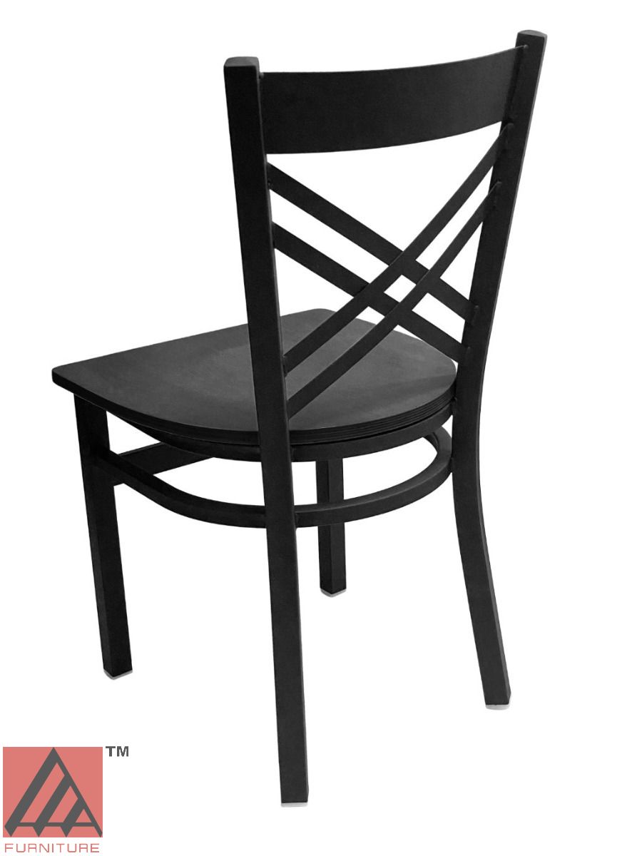 AAA Furniture Crisscross Back 33" Black Metal Chair with Black Wood Seat