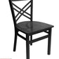 AAA Furniture Crisscross Back 33" Black Metal Chair with Black Wood Seat