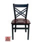 AAA Furniture Crisscross Back 33" Black Metal Chair with Brown Wood Seat