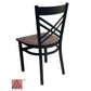 AAA Furniture Crisscross Back 33" Black Metal Chair with Brown Wood Seat