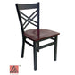 AAA Furniture Crisscross Back 33" Black Metal Chair with Brown Wood Seat