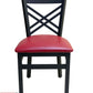 AAA Furniture Crisscross Back 33" Black Metal Chair with Claret Customer Owned Material Seat