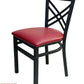 AAA Furniture Crisscross Back 33" Black Metal Chair with Claret Customer Owned Material Seat