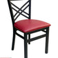 AAA Furniture Crisscross Back 33" Black Metal Chair with Claret Customer Owned Material Seat