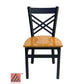 AAA Furniture Crisscross Back 33" Black Metal Chair with Natural Wood Seat
