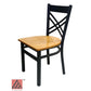 AAA Furniture Crisscross Back 33" Black Metal Chair with Natural Wood Seat