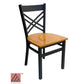 AAA Furniture Crisscross Back 33" Black Metal Chair with Natural Wood Seat