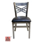 AAA Furniture Crisscross Back 33" Clear Coat Metal Chair with Black Customer Owned Material Seat