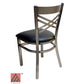 AAA Furniture Crisscross Back 33" Clear Coat Metal Chair with Black Customer Owned Material Seat