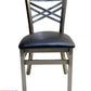 AAA Furniture Crisscross Back 33" Clear Coat Metal Chair with Black Grade 4 Vinyl Seat