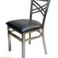 AAA Furniture Crisscross Back 33" Clear Coat Metal Chair with Black Grade 4 Vinyl Seat