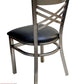 AAA Furniture Crisscross Back 33" Clear Coat Metal Chair with Black Grade 4 Vinyl Seat