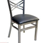 AAA Furniture Crisscross Back 33" Clear Coat Metal Chair with Black Grade 4 Vinyl Seat