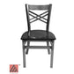 AAA Furniture Crisscross Back 33" Clear Coat Metal Chair with Black Wood Seat