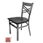 AAA Furniture Crisscross Back 33" Clear Coat Metal Chair with Black Wood Seat
