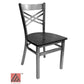 AAA Furniture Crisscross Back 33" Clear Coat Metal Chair with Black Wood Seat