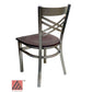 AAA Furniture Crisscross Back 33" Clear Coat Metal Chair with Brown Wood Seat