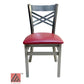 AAA Furniture Crisscross Back 33" Clear Coat Metal Chair with Claret Customer Owned Material Seat
