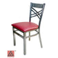 AAA Furniture Crisscross Back 33" Clear Coat Metal Chair with Claret Customer Owned Material Seat