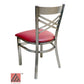 AAA Furniture Crisscross Back 33" Clear Coat Metal Chair with Claret Customer Owned Material Seat