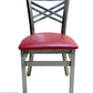 AAA Furniture Crisscross Back 33" Clear Coat Metal Chair with Claret Grade 4 Vinyl Seat