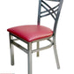 AAA Furniture Crisscross Back 33" Clear Coat Metal Chair with Claret Grade 4 Vinyl Seat