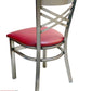 AAA Furniture Crisscross Back 33" Clear Coat Metal Chair with Claret Grade 4 Vinyl Seat