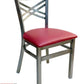 AAA Furniture Crisscross Back 33" Clear Coat Metal Chair with Claret Grade 4 Vinyl Seat