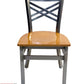 AAA Furniture Crisscross Back 33" Clear Coat Metal Chair with Natural Wood Seat