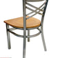 AAA Furniture Crisscross Back 33" Clear Coat Metal Chair with Natural Wood Seat