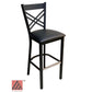 AAA Furniture Crisscross Back 43" Black Metal Bar Stool with Black Customer Owned Material Seat