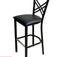 AAA Furniture Crisscross Back 43" Black Metal Bar Stool with Black Grade 4 Vinyl Seat