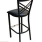 AAA Furniture Crisscross Back 43" Black Metal Bar Stool with Black Grade 4 Vinyl Seat