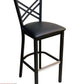 AAA Furniture Crisscross Back 43" Black Metal Bar Stool with Black Grade 4 Vinyl Seat