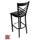AAA Furniture Crisscross Back 43" Black Metal Bar Stool with Black Grade 5 Vinyl Seat
