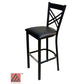AAA Furniture Crisscross Back 43" Black Metal Bar Stool with Black Vinyl Seat