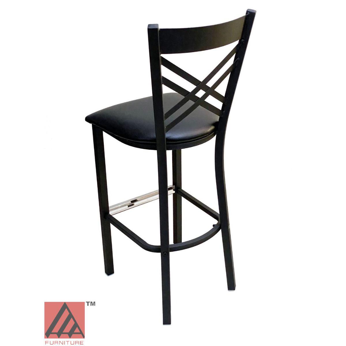 AAA Furniture Crisscross Back 43" Black Metal Bar Stool with Black Vinyl Seat