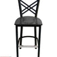 AAA Furniture Crisscross Back 43" Black Metal Bar Stool with Black Wood Seat