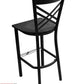 AAA Furniture Crisscross Back 43" Black Metal Bar Stool with Black Wood Seat