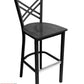 AAA Furniture Crisscross Back 43" Black Metal Bar Stool with Black Wood Seat